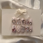 ネイルチップ 〖Size order〗Keily nailtip 秋 冬 クリスマス ツリー リース ラメ ピンク サイズオーダー