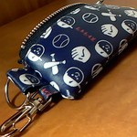 再５ リールキーポーチ（小）ラミネート ベースボール［青］