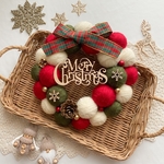 クリスマス クリスマスリース クリスマスインテリア 毛糸玉リース クリスマスカラー❤️💚🤍