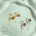 残りわずか!フローライト・ピーチムーン 2way 3way 【butterfly】　淡水パール　オケージョン　おしゃれ　大人かわいい　可愛い　パープル　紫　ピンク