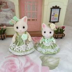 シルバニアファミリー＊お母さんのお洋服＊若草ストライプ