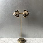 Vintage 80s retro botanical bijou black enamel earrings レトロ ヴィンテージ アクセサリー ボタニカル ビジュー ブラック エナメル イヤリング