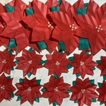【029】Origami poinsettias 15 pieces 折り紙　ポインセチア　15枚セット（大5枚、小10枚）送料無料、ネコポスにて発送