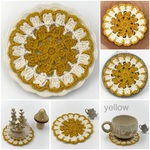 SALE☆お花のウールコースター＊イエロー/002
