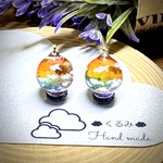 レジンピアス イヤリング 虹色の空 まん丸 12mm