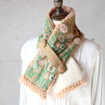 ネックウォーマー（path・マスタード）ハンドメイド・ミナペルホネンの生地使用