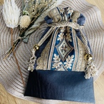 インド刺繍リボン　巾着袋　ハンドメイド　巾着バッグ　インド刺繍リボン巾着袋