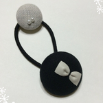 [再販] ワンポイント🎀リボンのくるみヘアゴム(黒)