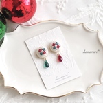 刺繍のイヤリングorピアス・アーガイル《クリスマス・MIX》