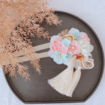 ～祝い華(撫子･白縹)～ ペット用アクセサリー ペット用チョーカー ペット用ヘッドドレス ペット用ヘアアクセサリー ペット用帯飾り お正月 七五三 お年賀 撮影会 結婚式 着物 犬 猫 つまみ細工