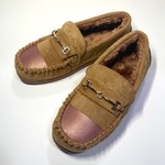 ♪軽量&ポカポカあったか♪バイカラーホースビット裏ボアモカシン(キャメル×ブロンズ) 22.5cm〜24.5cm