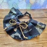 犬・猫の首輪　25～28　cocoちゃんフリルチョーカー　黒・和柄・干支・龍・龍神・波模様・扇モチーフ