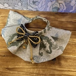 犬・猫の首輪　26～29　cocoちゃんフリルチョーカー　ライトグレー・和柄・干支・龍・龍神・波模様・扇モチーフ