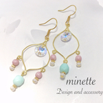 ピンク&ブルーシャンデリアピアス