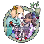 G様専用ページ 年賀状用デジタルイラスト ＋シール＋ラミネートカード ビーグル犬 ミニチュアダックス チワワ ペットの似顔絵