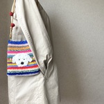 ワンコのお散歩サコッシュ/スマホポーチ/ポシェット/ネックポーチ/わんこ/犬/いぬ/イヌ/スマホショルダー/クロシェ/冬バッグ