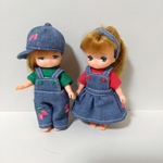 ミキマキちゃんサイズ　さくらんぼ刺繍デニム服