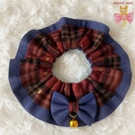 𓍯 ‬lovely 🎀 Cat frills ୨୧﻿ タータンチェック(Red) × ネイビー フリルシュシュ首輪💂🇬🇧 ｟ 猫ちゃん・わんちゃん用♡フリルシュシュ首輪 ｠