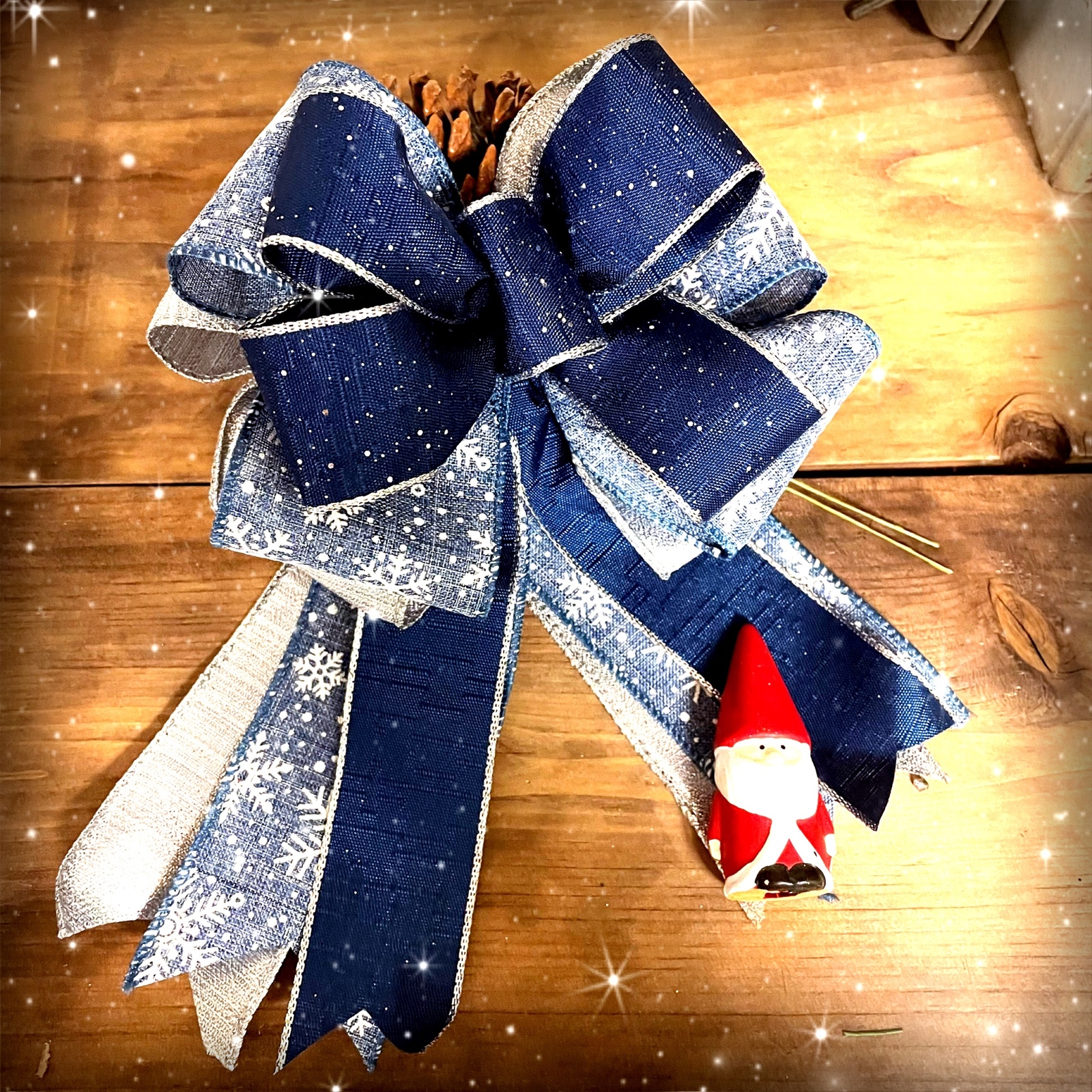 ★クリスマス リボン ツリートップ ネイビー M★ ☆クリスマスリボンツリートップネイビーM☆