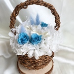 ＊かご リングピロー＊ バスケットいっぱいのプリザーブドフラワー 結婚式 結婚祝い ウェディング プレゼント ティファニーブルー