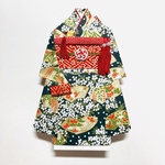 着物のお祝い袋1885 ご祝儀袋　深緑色