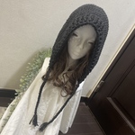 ☆耳まで暖かい ニットフード☆ブラック