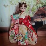 ㉜　リカちゃん　ブライス　サイズ　着物＆帯のセット　（振袖）