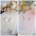 『専用』King×cat 王冠 白猫＆クローバーホワイト ピアス イヤリング 王冠猫