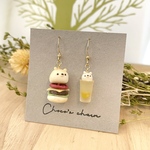 ミニチュアまるポメハンバーガーとレモンソーダフロート🍋【イヤリング、ピアス、チャーム】