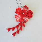 つまみ細工　七五三髪飾り　緋色