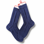 〈Men's25.0～27.0cm : ネイビー〉手編みの靴下
