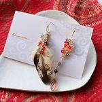 ⭐️new オレンジ/パープルの小枝のピアス/イヤリング　アシンメトリー