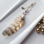 ⭐️new 大きな羽根チャーム　パープル小枝