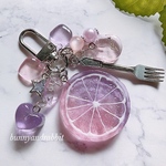 purple＆pink♬.*ﾟスライスオレンジレジンキーホルダー