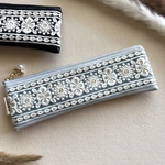 new💙インド刺繍リボンの大人ペンケース blue②♡