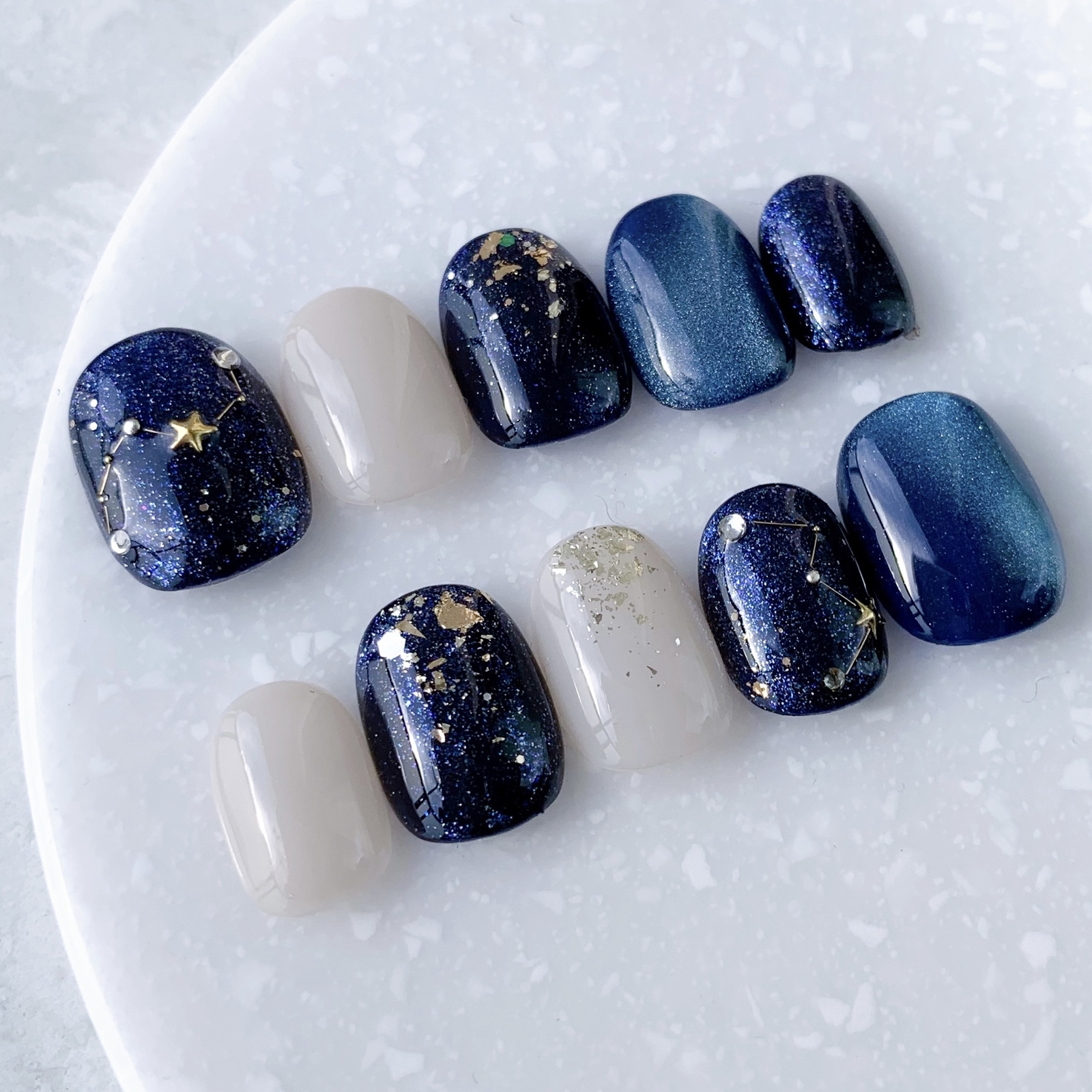 ネイルチップ 【星座変更可】星空 ネイル ⧉カシオペア 北斗七星