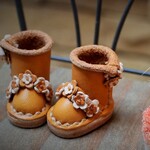 ☆オビツ11　靴　お花畑ブーツ　お花　キャメル　☆　ミディブライス　オビツ１１　☆　牛ヌメ革　ドール　ハンドメイド　ミニチュア