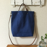 リネン帆布のシンプル2wayバッグ 青