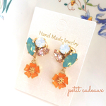 夏色オレンジの花とビジュー