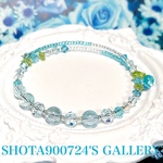 ［再販30］シンデレラの時間です🩵　ブルートパーズを花束にして💐シングル　ワイヤーブレスレッド　天然石　#minne_new  Swarovski  #ブルートパーズ