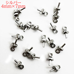 【40個】ヒートンキャップ★4×7ｍｍ/シルバー★カン付き 差し込み ヒートン 片穴ビーズ レジンアクセサリー