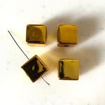 Gold Mirror Cube Beads