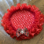 カフェマット❤️❄︎❤️Xmas mini rose red❤️❄︎❤️円形45㎝（フリルを含）