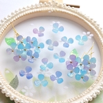 オリジナル新作★三つ葉　お花のアセテートパーツ　青い花　ブルー×パープルグラデーション