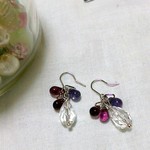 出品記念300円！パープル×クリスタルの女子力アップピアス 
