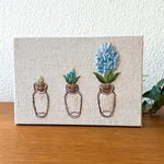 ヒヤシンス　刺繍 ファブリックパネル  