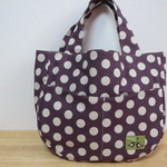 水玉綿麻のバッグ