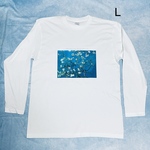 ゴッホ　花咲くアーモンドの木の枝 綿Tシャツ長袖Lサイズ白 SML XL有り