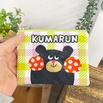 くまるんミニポーチ　黄緑チェック　黄緑ファスナー　12cmファスナー　ミニポーチ