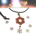 クリスマス ポインセチアペンダント (雪の結晶付き)  
